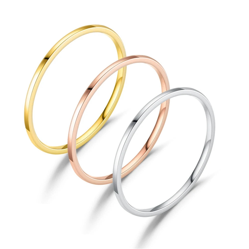 Thin Titanium Color Steel Band Ring