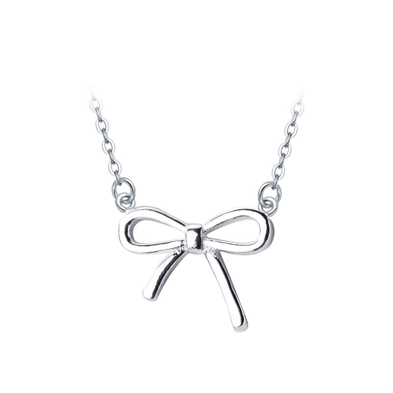 Elegant Bowknot Necklace Sterling Silver Pendant