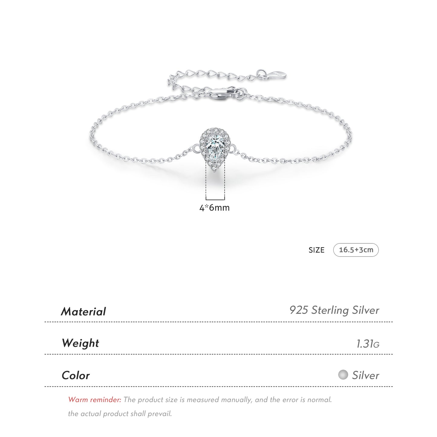 Water Drop Clear Zircon Bracelet