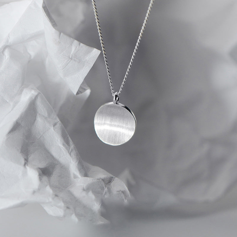Classic Concave Round Pendant Simple Necklace