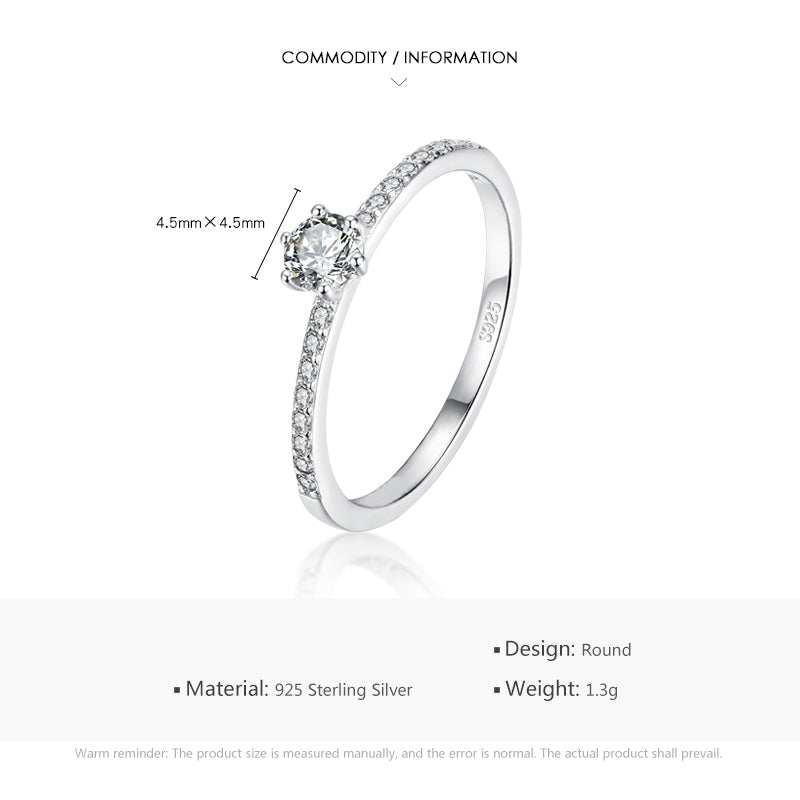 Silver Clear CZ Simple Wedding Ring