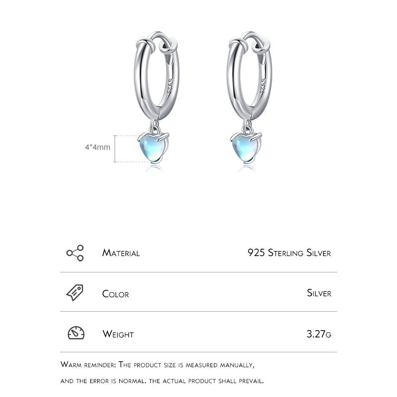 Hearts Moonstone Fashion Hoop Earrings