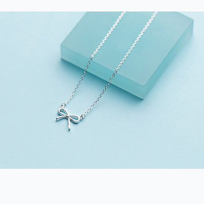 Elegant Bowknot Necklace Sterling Silver Pendant