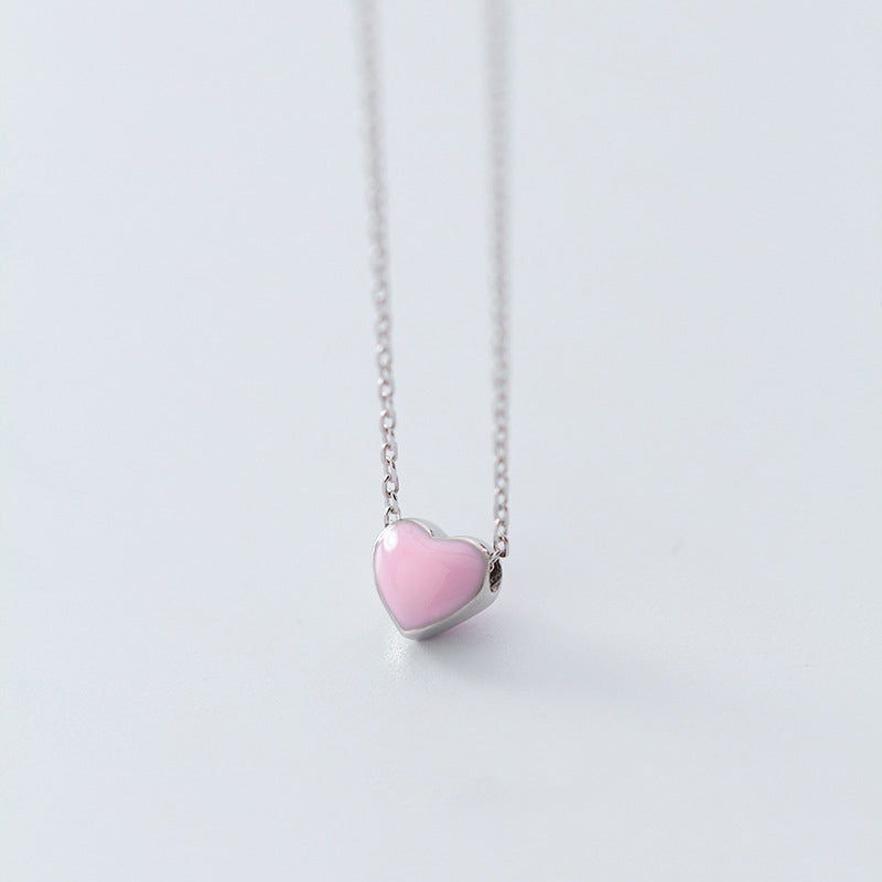 Enamel Hearts Sterling Pendant Necklace - 3 Colors