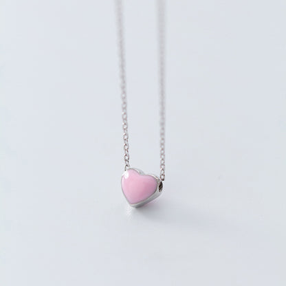 Enamel Hearts Sterling Pendant Necklace - 3 Colors