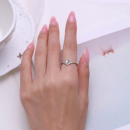 Arrow Heart Cut Moon Stone Ring