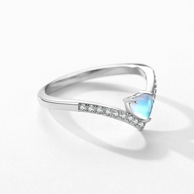 Arrow Heart Cut Moon Stone Ring