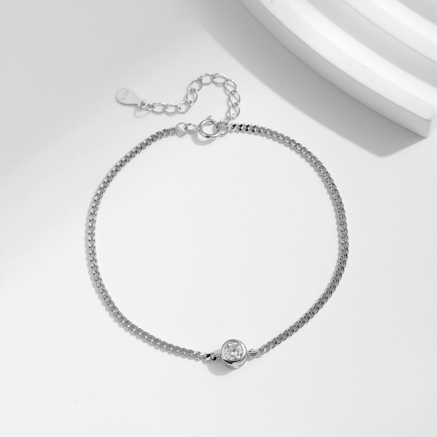 Bezel Setting Diamond Chain Bracelet