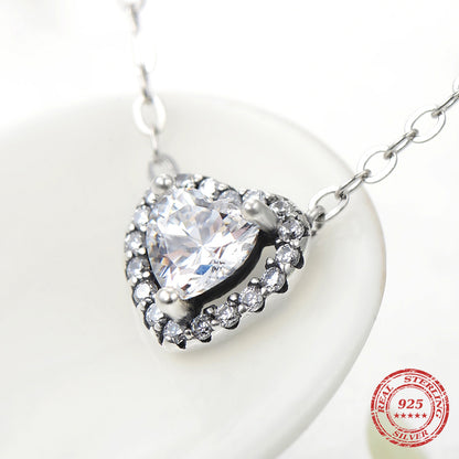 Clear CZ Heart Pendant Necklace