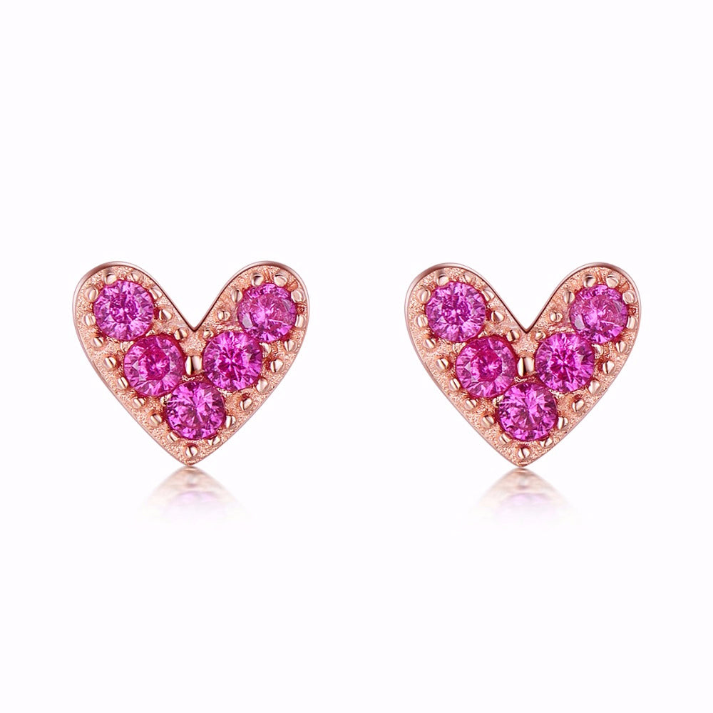 Hearts Rose Gold CZ Stud Earrings