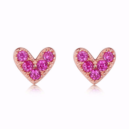 Hearts Rose Gold CZ Stud Earrings