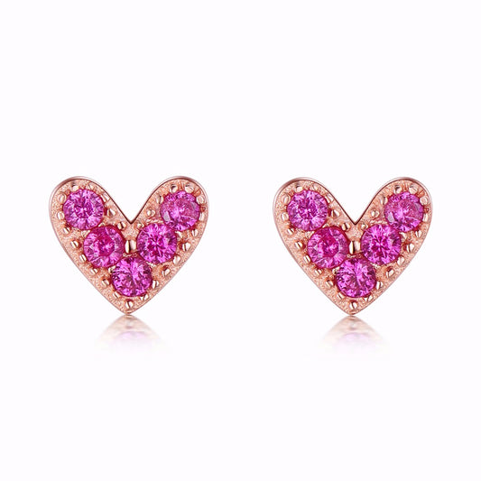 Hearts Rose Gold CZ Stud Earrings