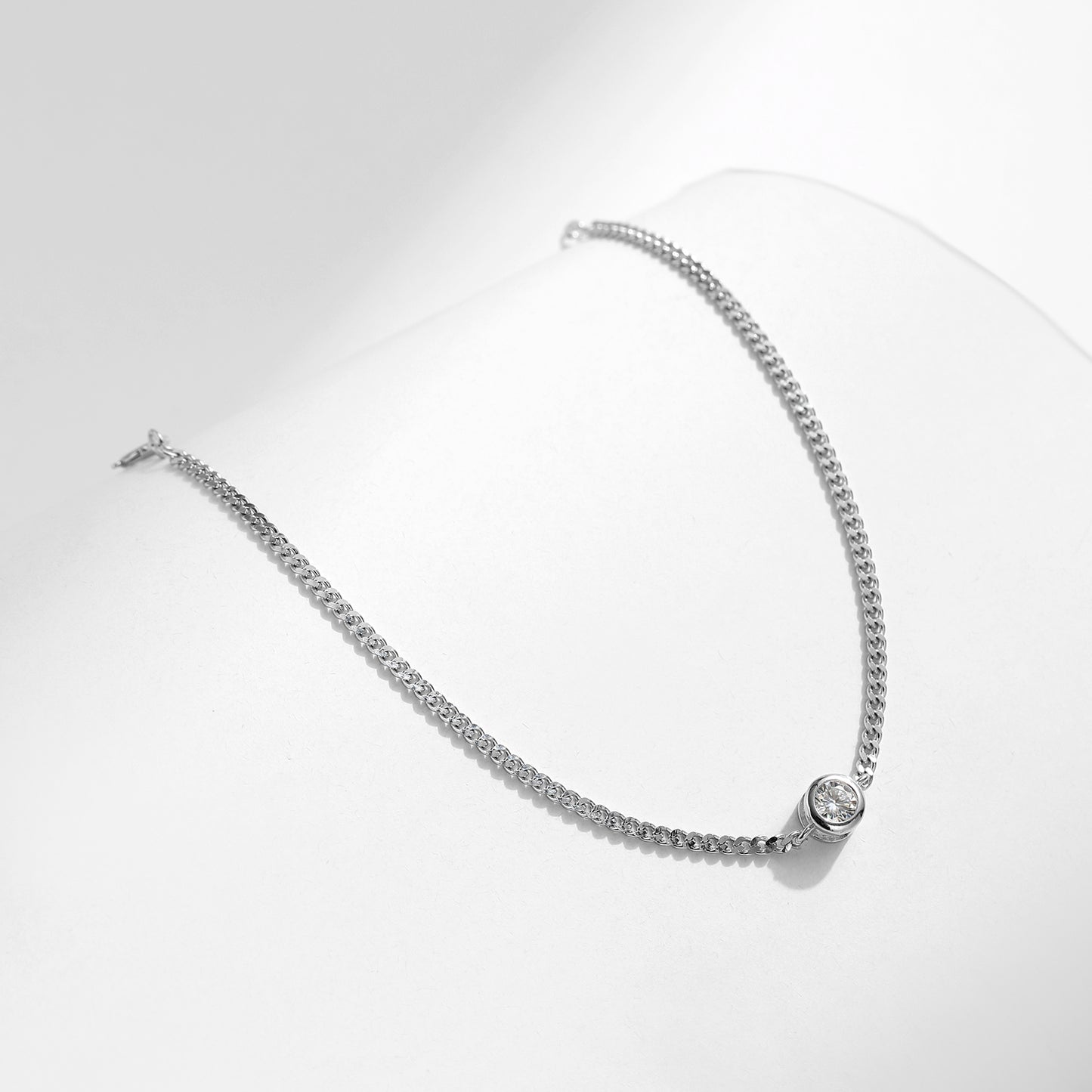 Bezel Setting Diamond Chain Bracelet