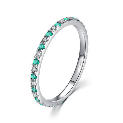 Rainbow Wedding Band Silver Rings