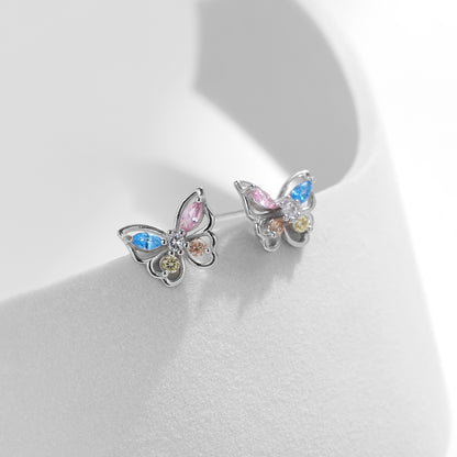 Rainbow Zirconia Butterfly Earrings