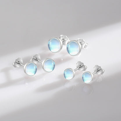 Round Exquisite Moonstone Earrings