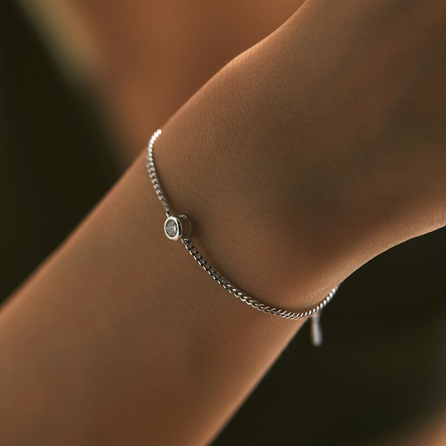 Bezel Setting Diamond Chain Bracelet
