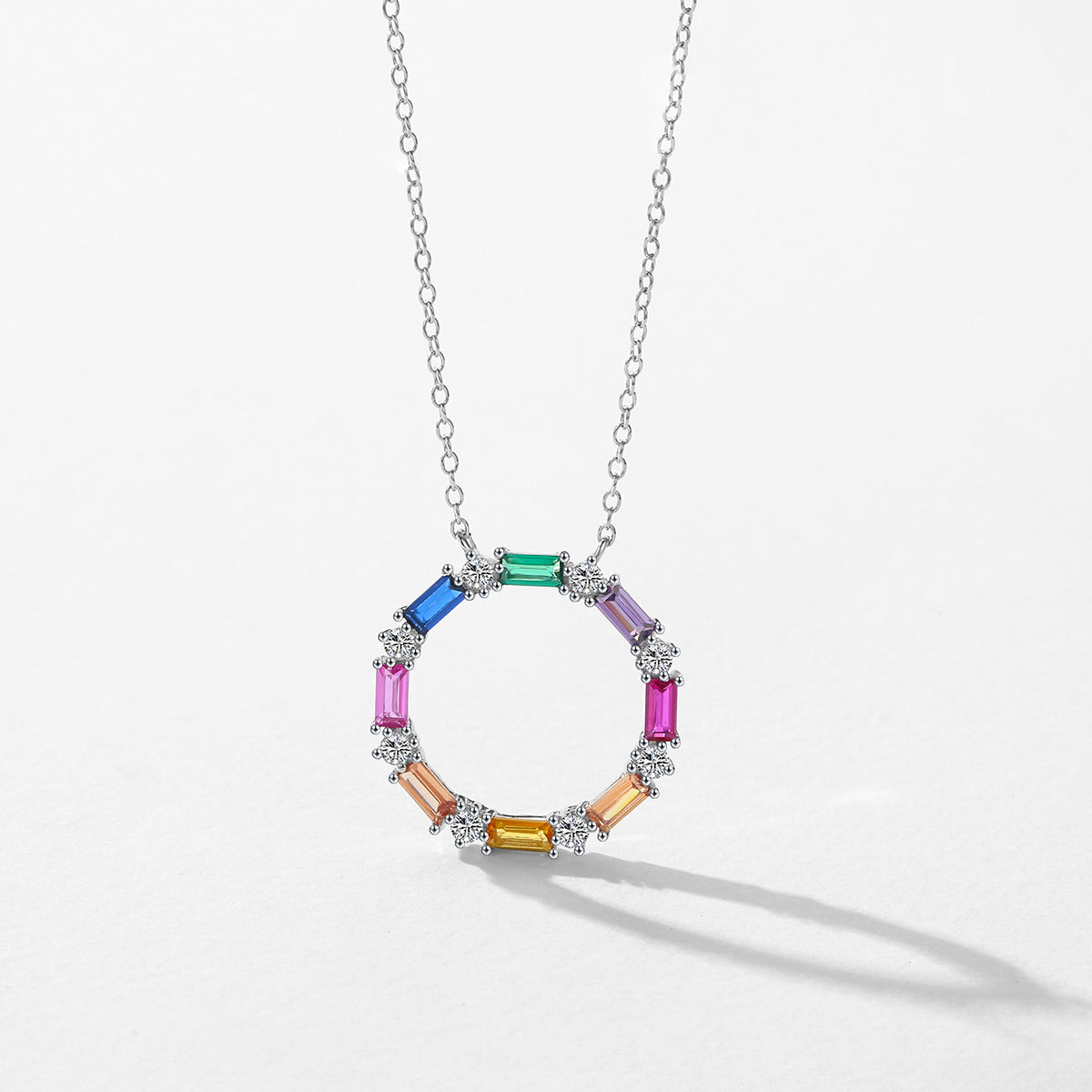 Rainbow CZ Pendant Necklace