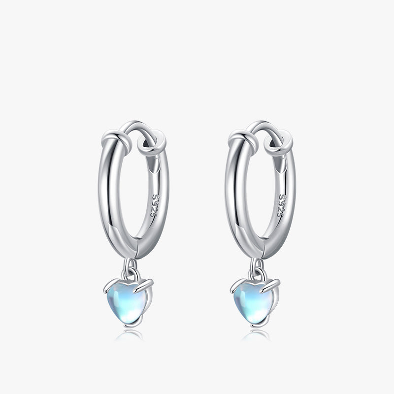 Hearts Moonstone Fashion Hoop Earrings