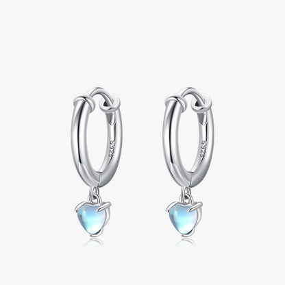 Hearts Moonstone Fashion Hoop Earrings