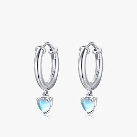 Hearts Moonstone Fashion Hoop Earrings