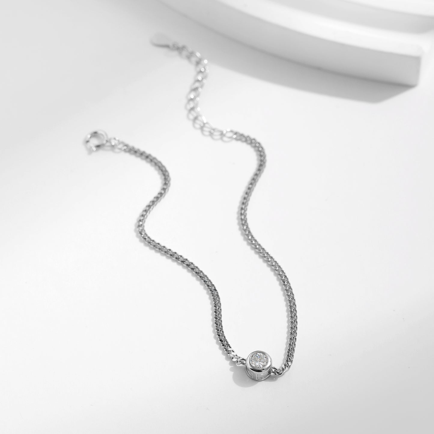 Bezel Setting Diamond Chain Bracelet