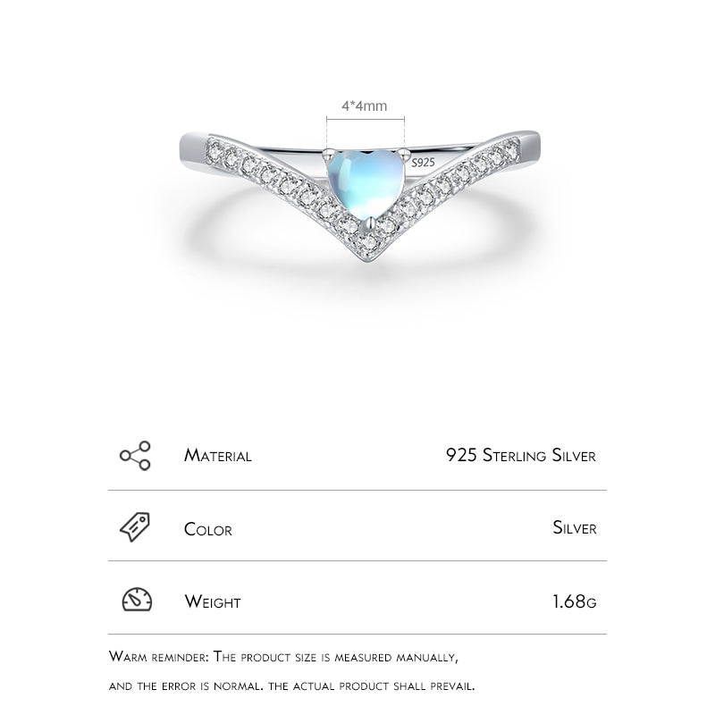 Arrow Heart Cut Moon Stone Ring