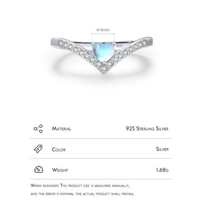 Arrow Heart Cut Moon Stone Ring