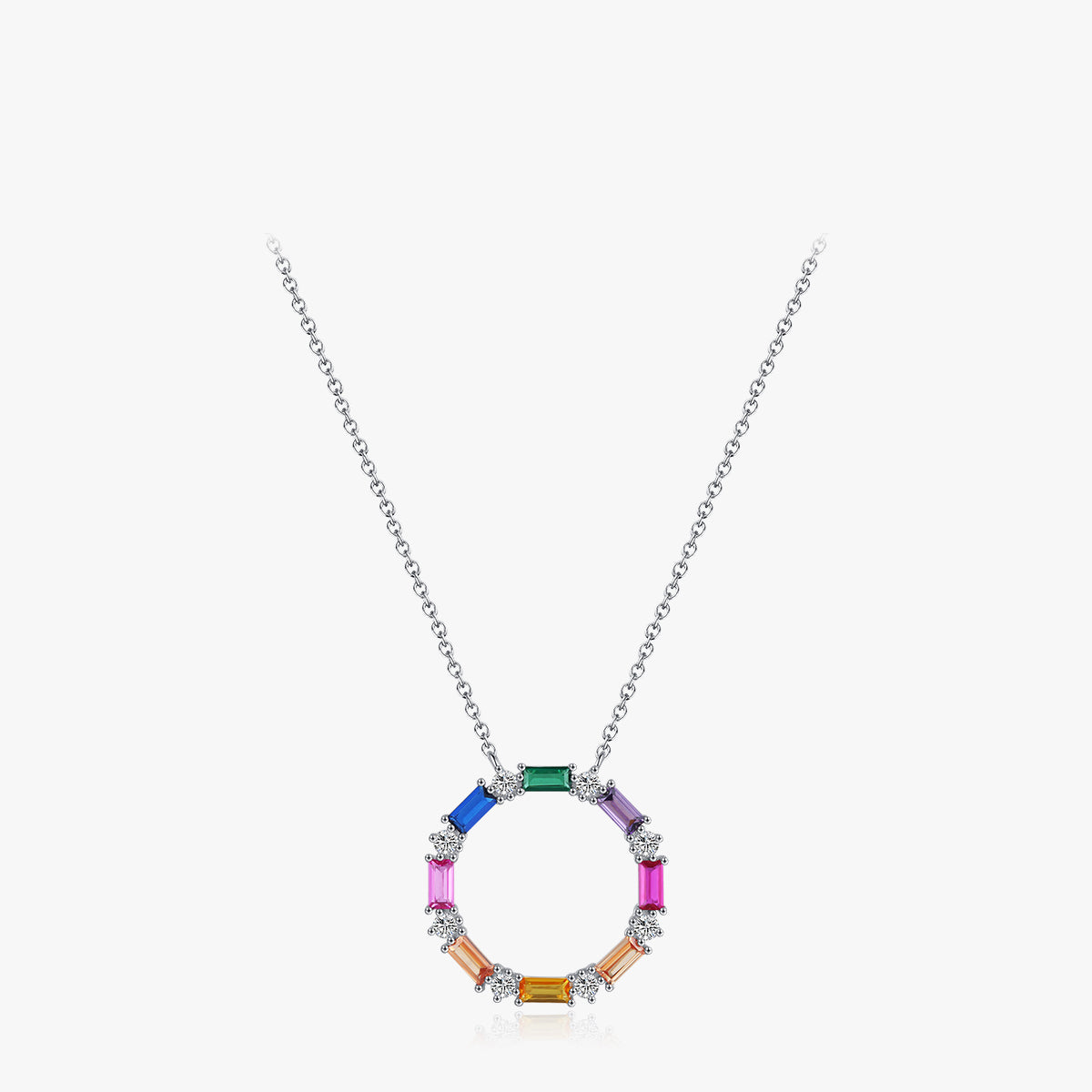 Rainbow CZ Pendant Necklace