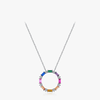 Rainbow CZ Pendant Necklace
