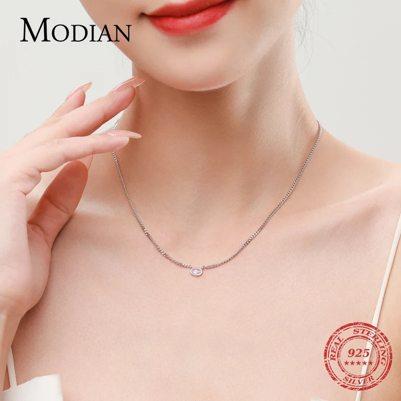 MODIAN Real 925 Sterling Silver Jewelry Sets Luxury Oval Clear CZ Necklace Earrings Bracelet For Women Wedding Engagement Gift