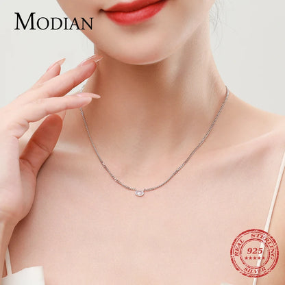 MODIAN Real 925 Sterling Silver Jewelry Sets Luxury Oval Clear CZ Necklace Earrings Bracelet For Women Wedding Engagement Gift