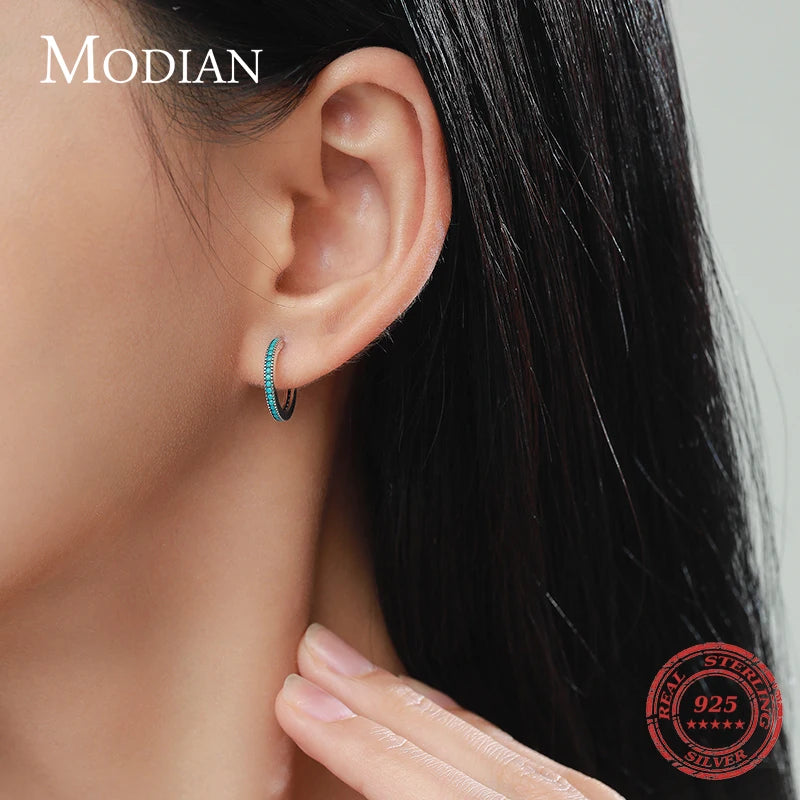 Modian Real 925 Sterling Silver Trendy Natural Turquoise Jewelry Set Simple Ring Vintage Necklace For Women Earrings Jewelry
