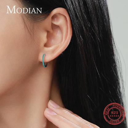 Modian Real 925 Sterling Silver Trendy Natural Turquoise Jewelry Set Simple Ring Vintage Necklace For Women Earrings Jewelry