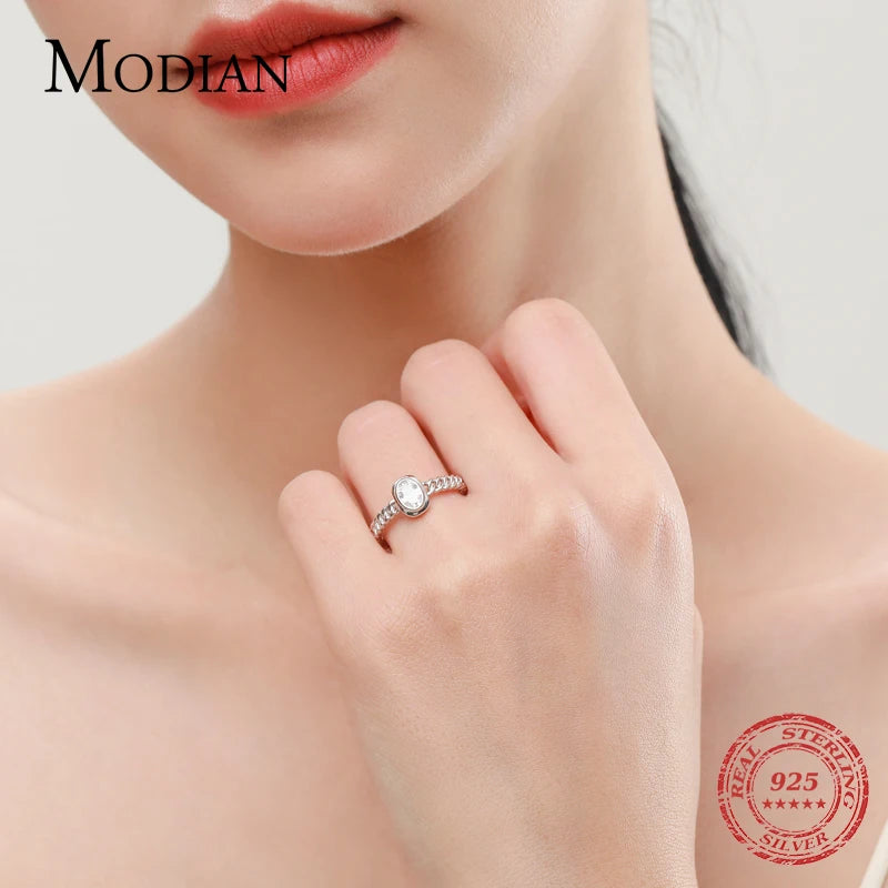 MODIAN Real 925 Sterling Silver Jewelry Sets Luxury Oval Clear CZ Necklace Earrings Bracelet For Women Wedding Engagement Gift