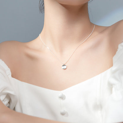 Classic Concave Round Pendant Simple Necklace