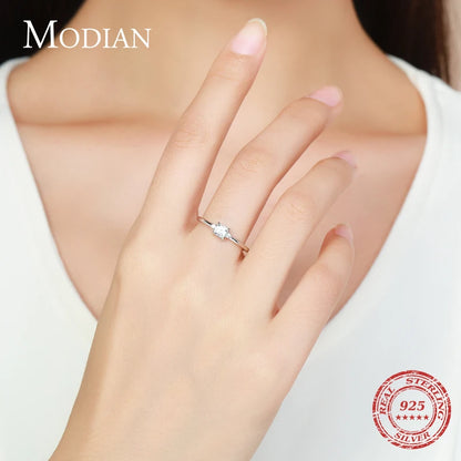 Modian 100% Real 925 Sterling Silver Classic Emerald cut Sets Clear CZ Shining Rings For Women Jewelry Necklace Fashion Earring
