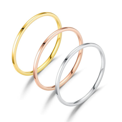 Thin Titanium Color Steel Band Ring