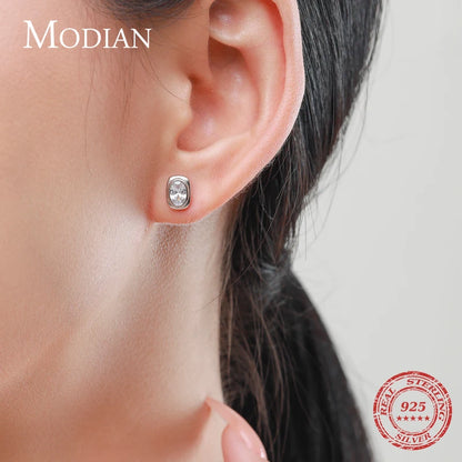 MODIAN Real 925 Sterling Silver Jewelry Sets Luxury Oval Clear CZ Necklace Earrings Bracelet For Women Wedding Engagement Gift
