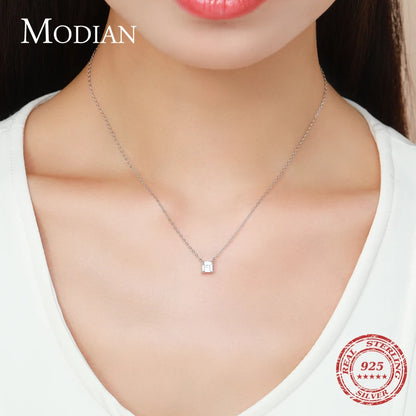 Modian 100% Real 925 Sterling Silver Classic Emerald cut Sets Clear CZ Shining Rings For Women Jewelry Necklace Fashion Earring
