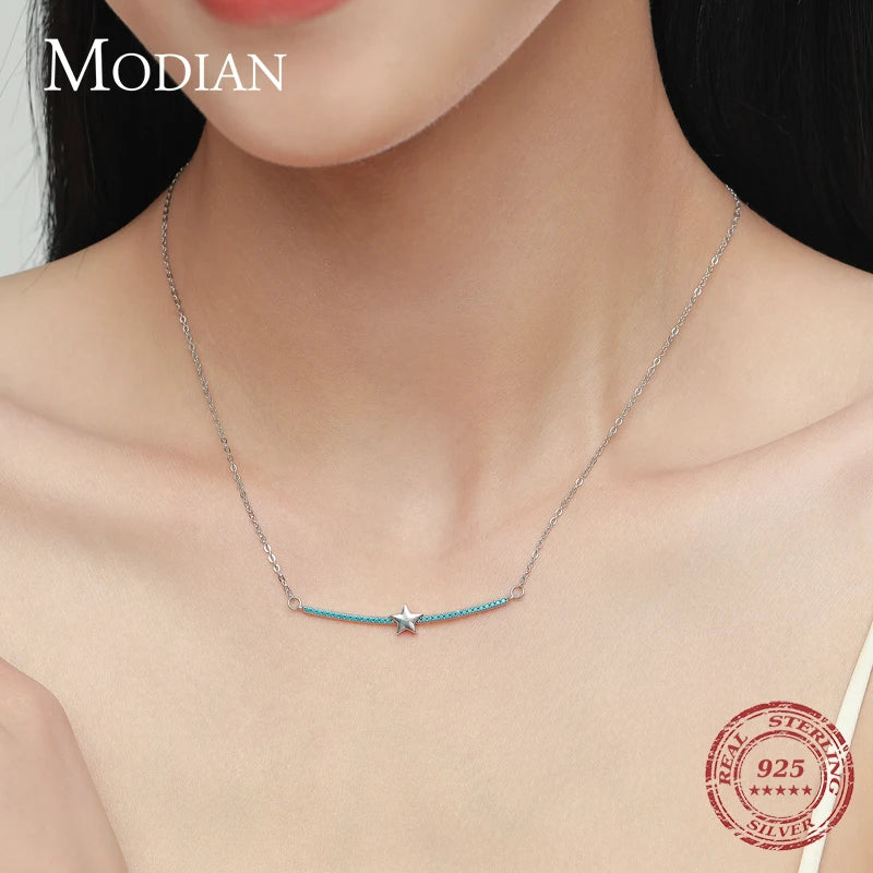 Modian Real 925 Sterling Silver Trendy Natural Turquoise Jewelry Set Simple Ring Vintage Necklace For Women Earrings Jewelry