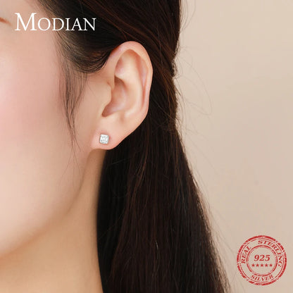 Modian 100% Real 925 Sterling Silver Classic Emerald cut Sets Clear CZ Shining Rings For Women Jewelry Necklace Fashion Earring