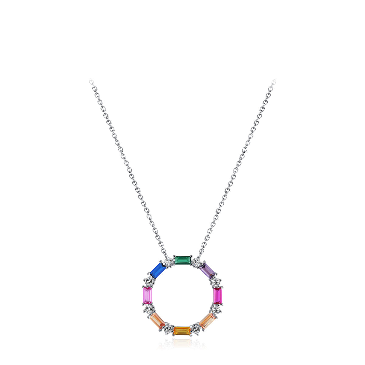 Rainbow CZ Pendant Necklace