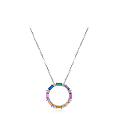 Rainbow CZ Pendant Necklace