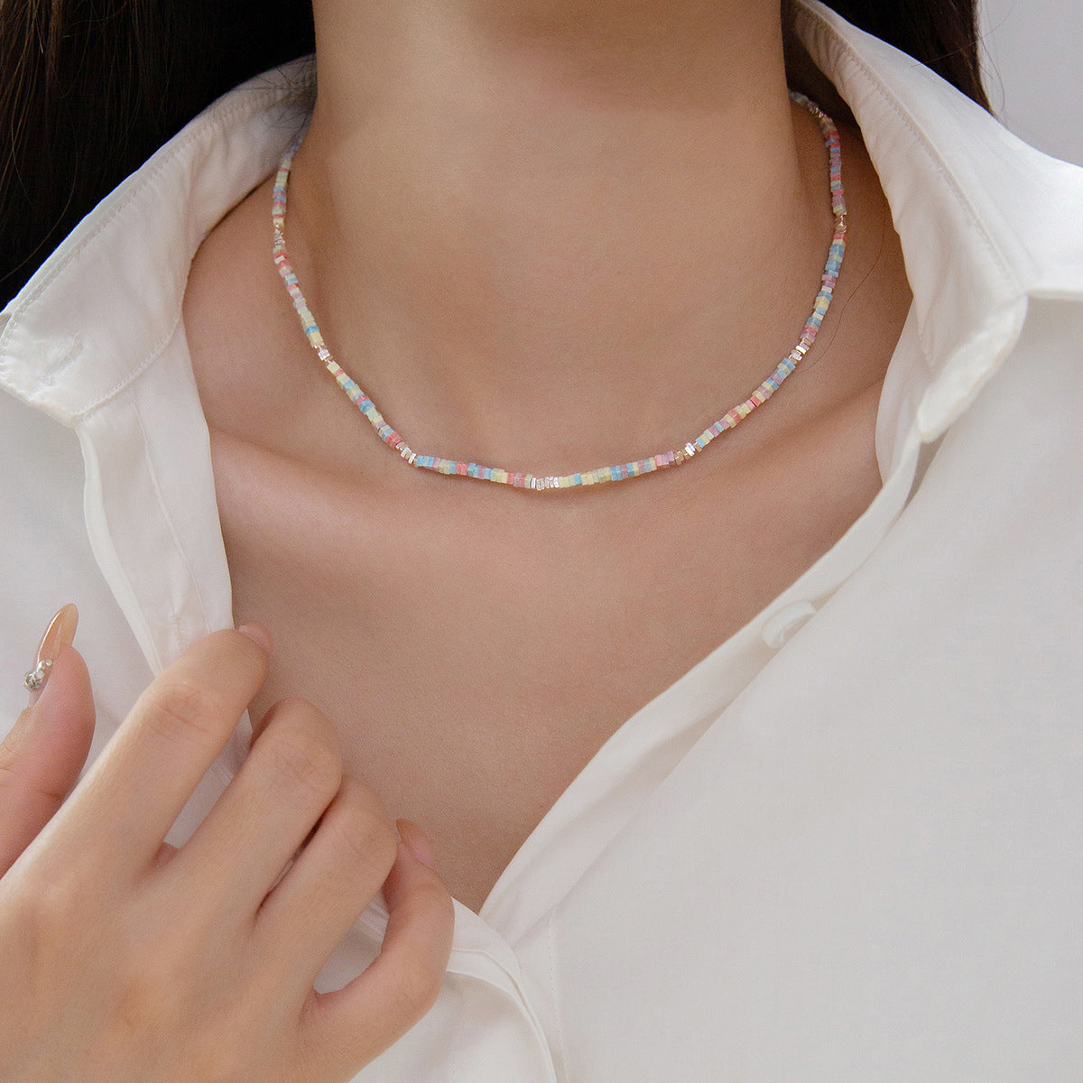 Geometric Rainbow Colorful Punk Necklace