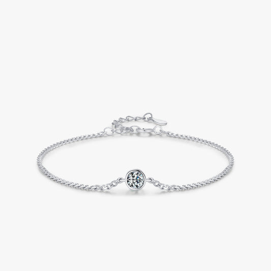 Bezel Setting Diamond Chain Bracelet