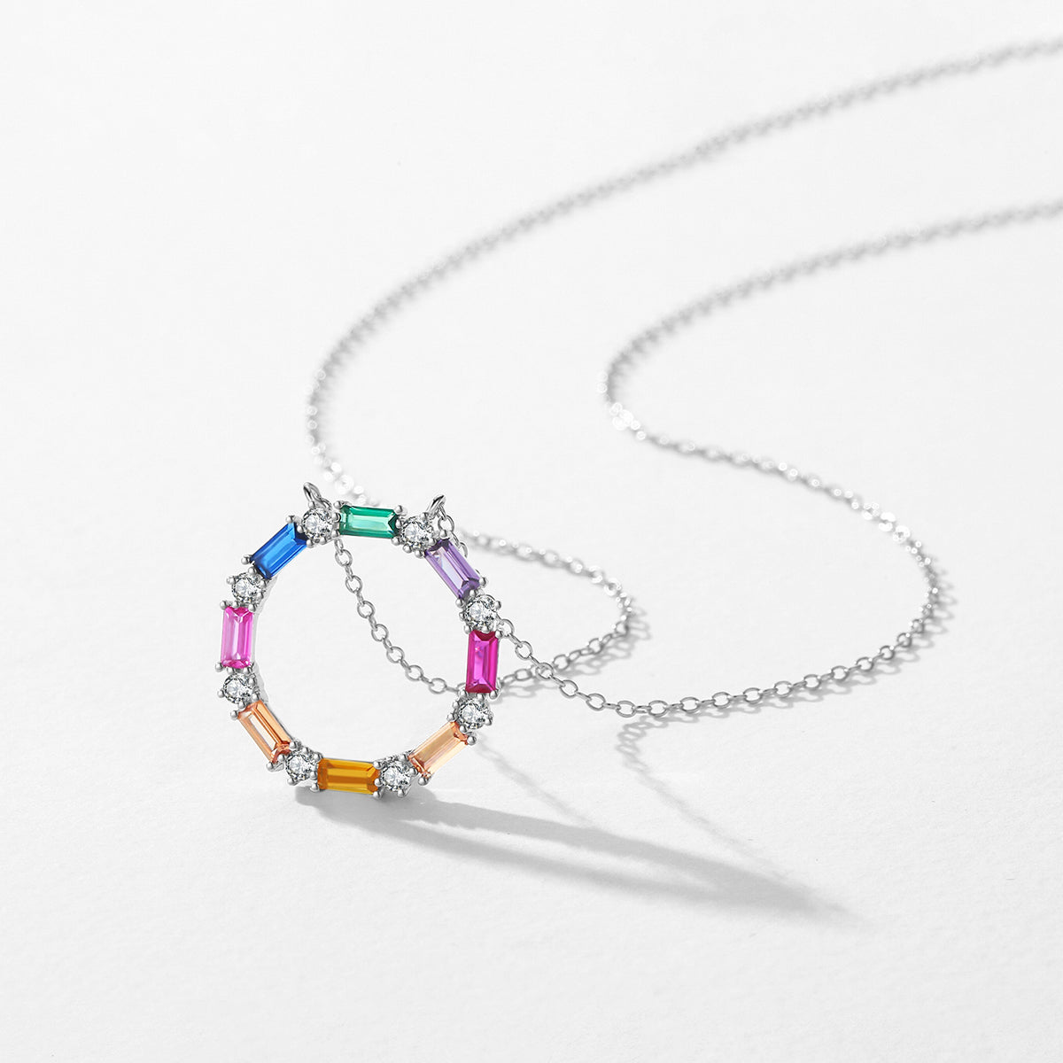 Rainbow CZ Pendant Necklace