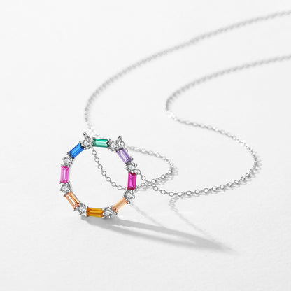 Rainbow CZ Pendant Necklace