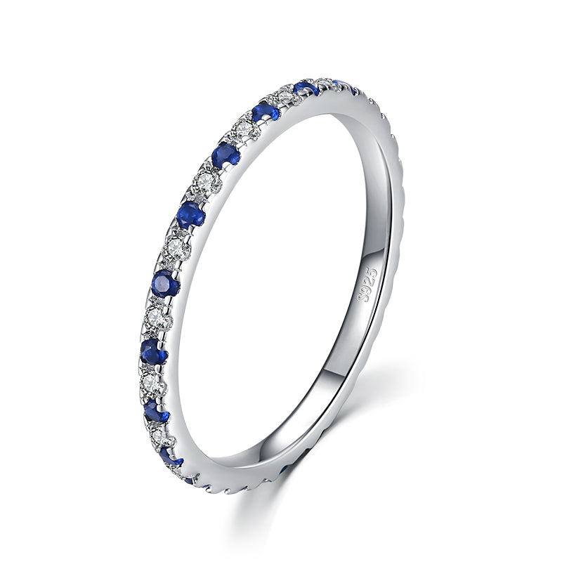 Rainbow Wedding Band Silver Rings