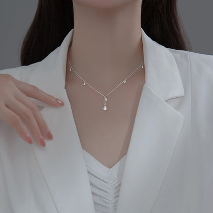 Twinkling CZ Water Drop Sterling Silver Necklace Chain